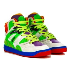 (WMNS) Gucci Basket High Top Basketball Shoes White Green Purple 661310-2SH80-90